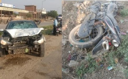 कार ने बाइक को मारी टक्कर, मां-बेटा व दो वर्षीय भांजे की मौत