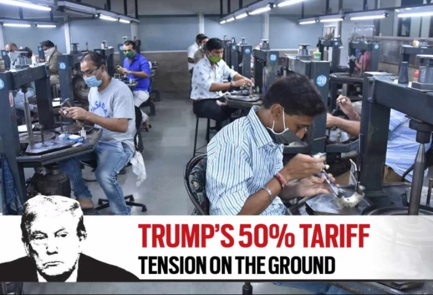 अमेरिका द्वारा लगाए गए नए टैरिफ (शुल्क) ने भारत के हीरा उद्योग, विशेषकर सूरत के डायमंड हब, को गंभीर रूप से प्रभावित किया है।